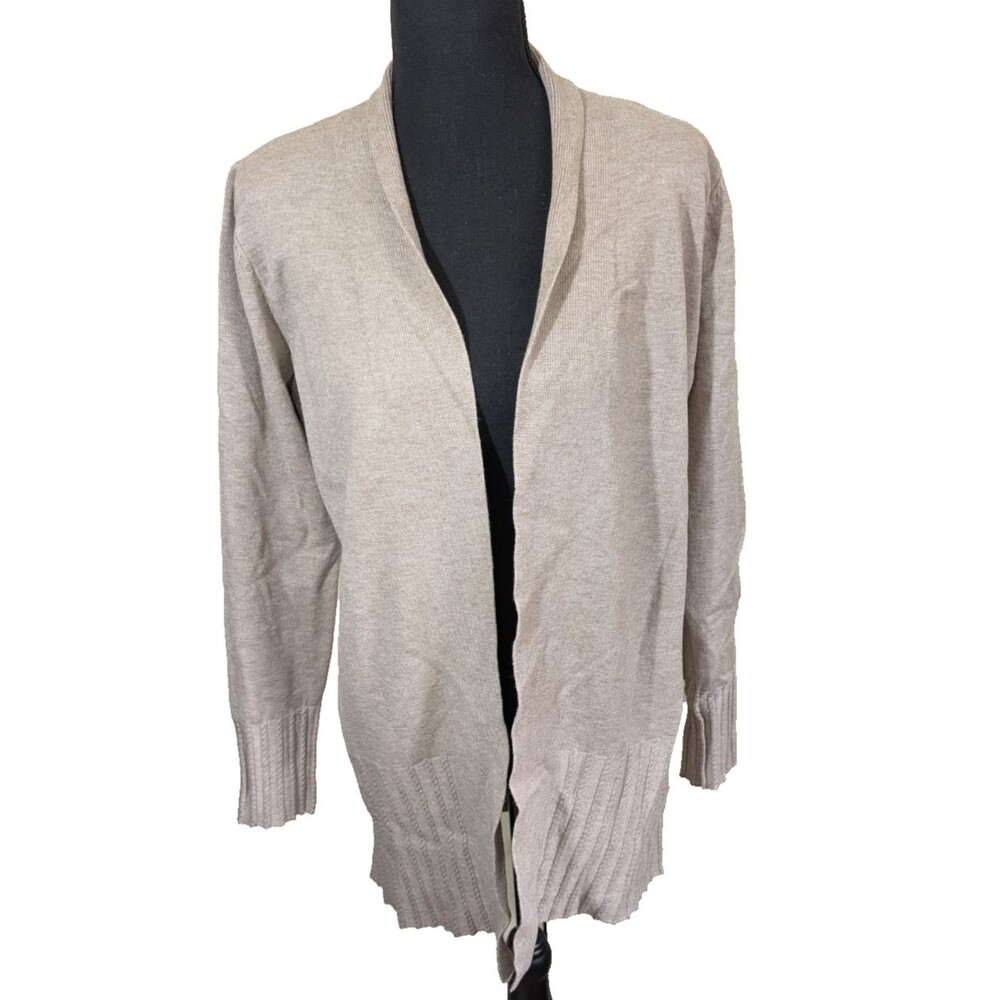 Vila Milano Women's Cardigan Sweater Open Front Knit Heather Mocha Office Medium
